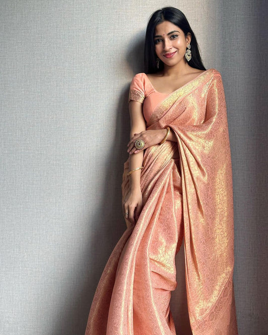 Wedding Wear Peach Color saree